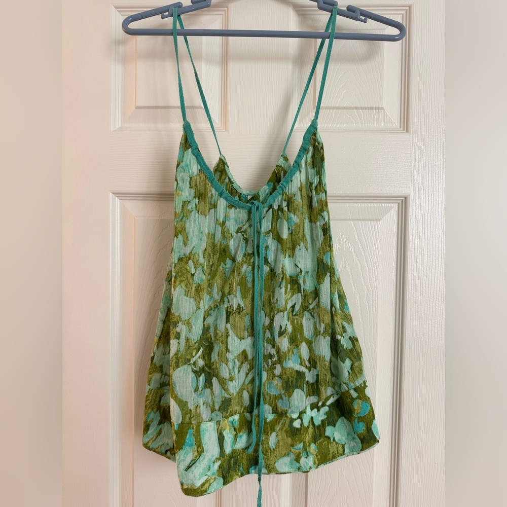 XS spaghetti strap green top from Anthropologie